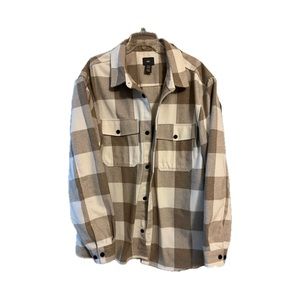 H&M Shacket beige and white over shirt